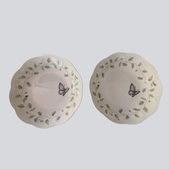 Lenox Butterfly Meadow Pasta Bowl Set of 2 Salad 8.75" Floral Lot Excellent - Picture 1 of 7